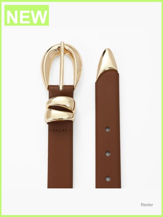 Vintage Faux Leather Skinny Belt with Gold Prong Buckle for Jeans Dress main image 5